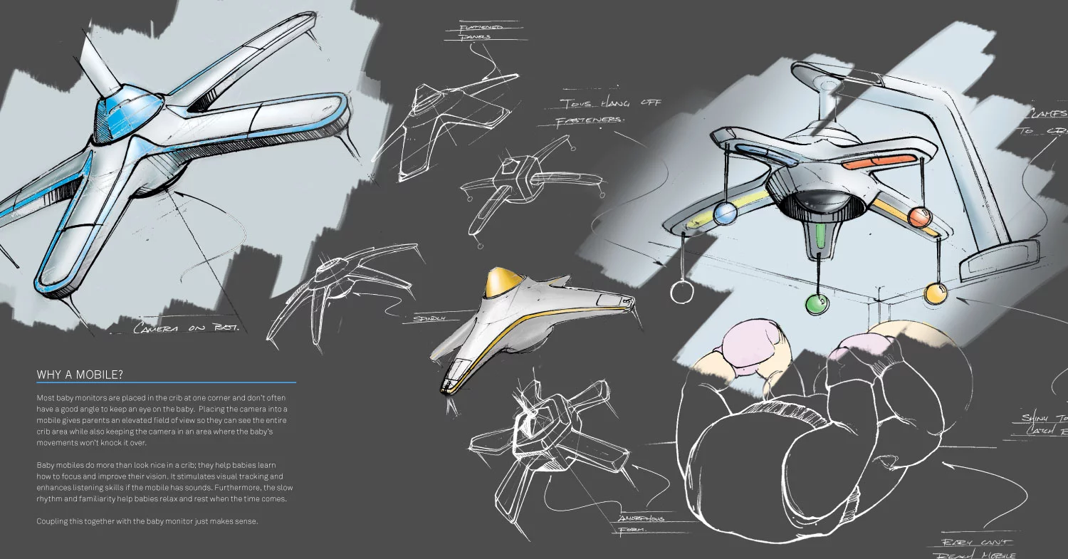 The monitor mobile would be made out of acrylic, polycarbonate, ABS and various other non-toxic polymers