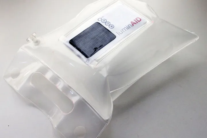 LuminAID is an extremely lightweight and easy to transport, solar-powered inflatable waterproof lantern