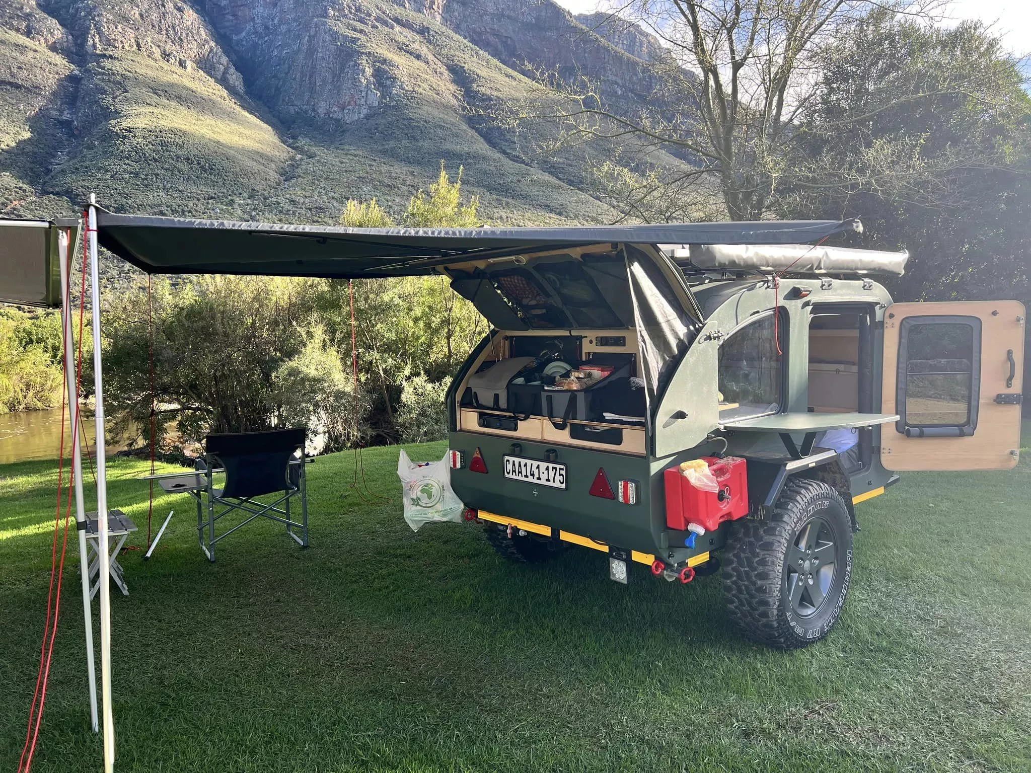 Ready to camp in mountain scenery