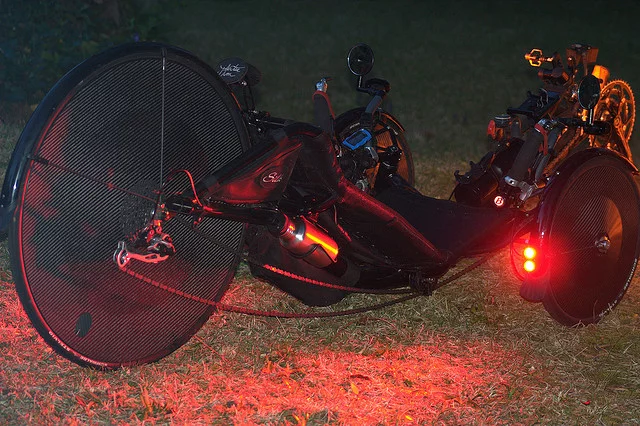 Silk, lit up for night riding