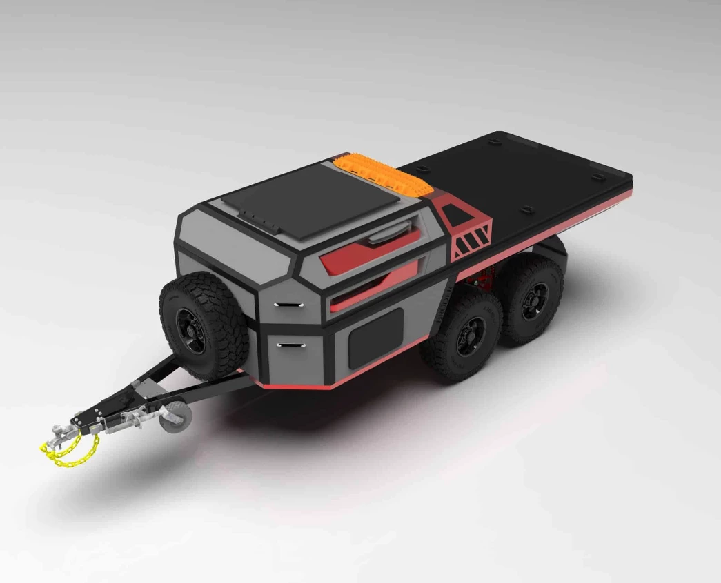 Bruder's Trailblazer toy hauler is the most straightforward and realistic design of the three it presented, offering a flat bed and cargo/camping box