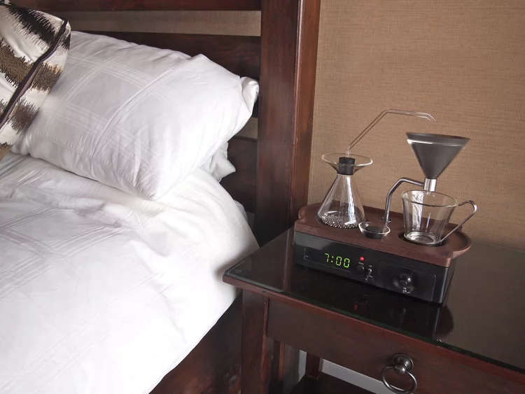 The Barisieur has a fresh cup of coffee ready and waiting for when you wake up