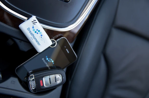 The Breathometer is small enough to fit on your key chain