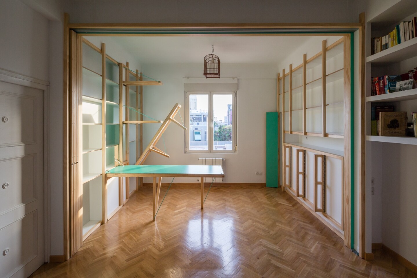 One area of the apartment can be cut-off by sliding partition