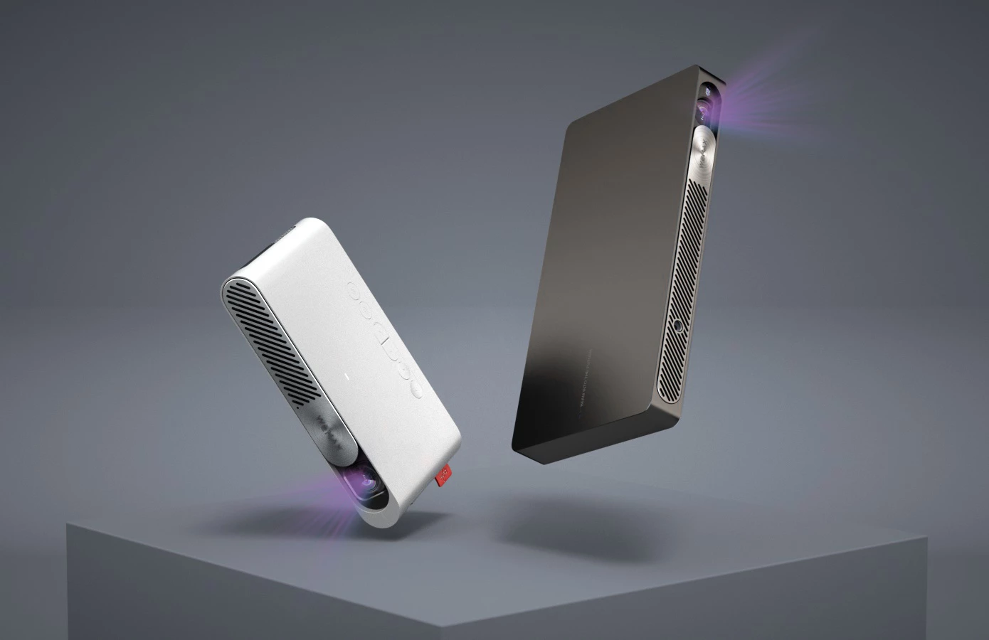 The Wemax Go Pro (right) ALPD portable projector is raising production funds on Indiegogo, together with the not-so-capable Wemax Go model (left)