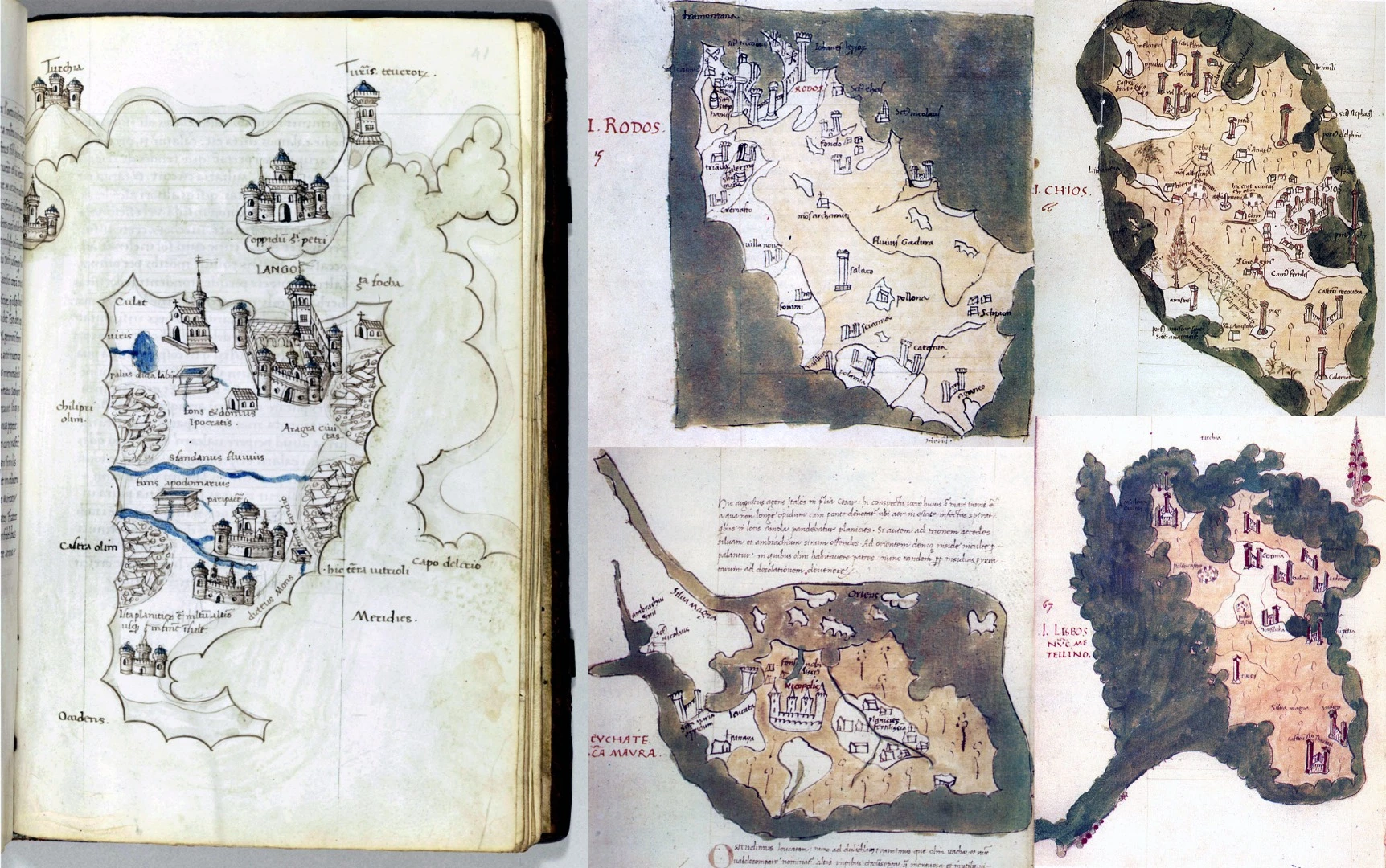 Cited in the auction description as "the most important Renaissance illustrated travel book of the Eastern Mediterranean, treating in considerable detail the geography and history of the Greek Archipelago", "Liber Insularum Archipelagi" was created by Italian monk Cristoforo Buondelmonti (1386 - c. 1430), and includes the only known map of Constantinople (top right) to predate the Ottoman conquest of the city in 1453. A copy of "Liber Insularum Archipelagi” by Cristoforo Buondelmonti sold for $1,762,500 in April 2012 becoming the world's most expensive travel book at auction.