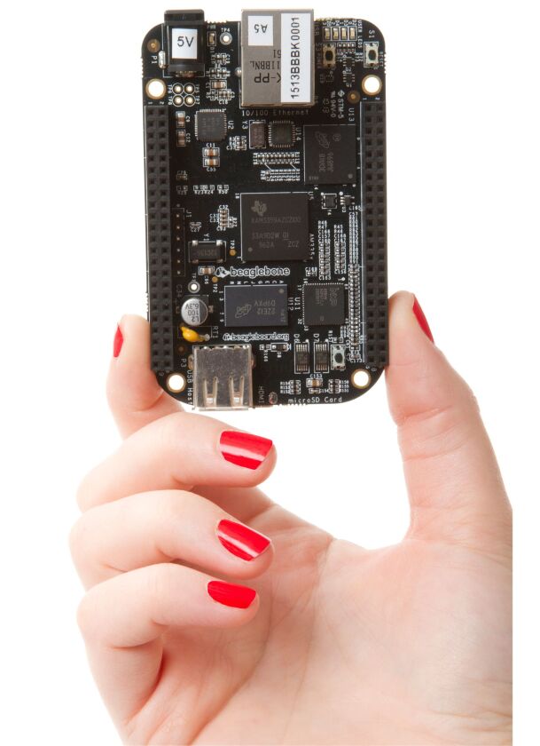 The BeagleBone Black is based on the 1 GHz Sitara 1 GHz ARM Cortex-A8 processor from Texas Instruments