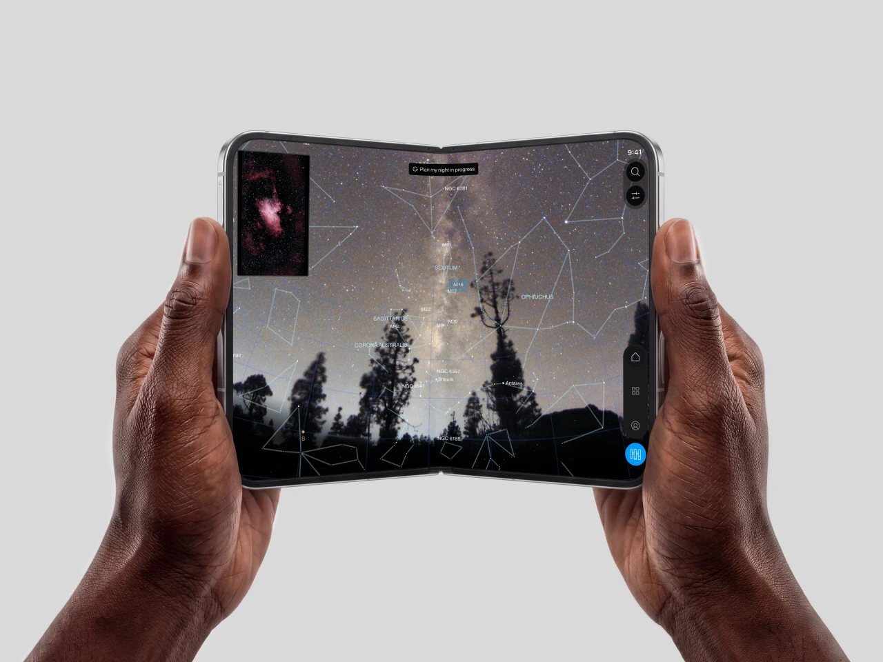 The Gaia app shows the sky in real time so you can pick a deep sky target