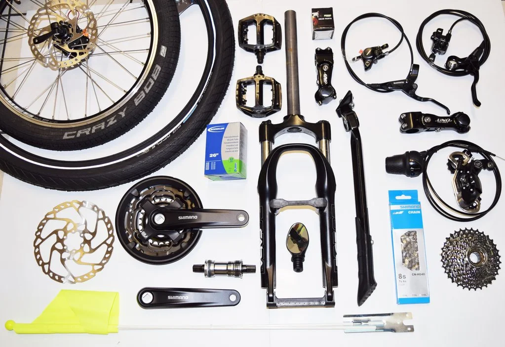 The Technical kit contains all the pieces to make the Joystickbike work