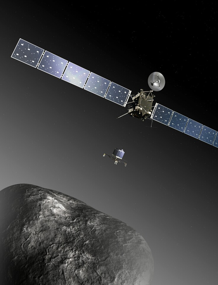 Artist impression of Rosetta and Philae at comet 67P (Image: ESA–C. Carreau/ATG medialab)
