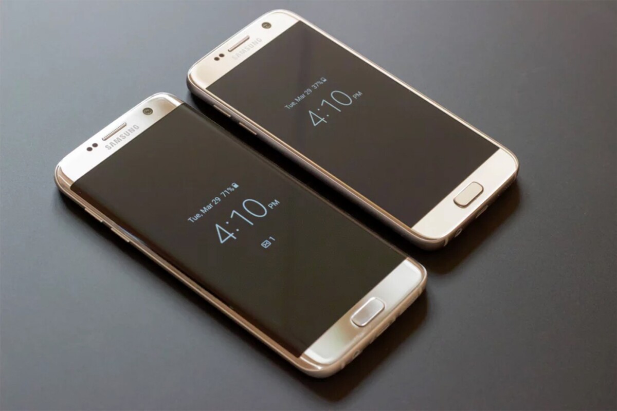 Last year's Galaxy S7 has a flat front, while the larger S7 edge has rounded edges and a curved display