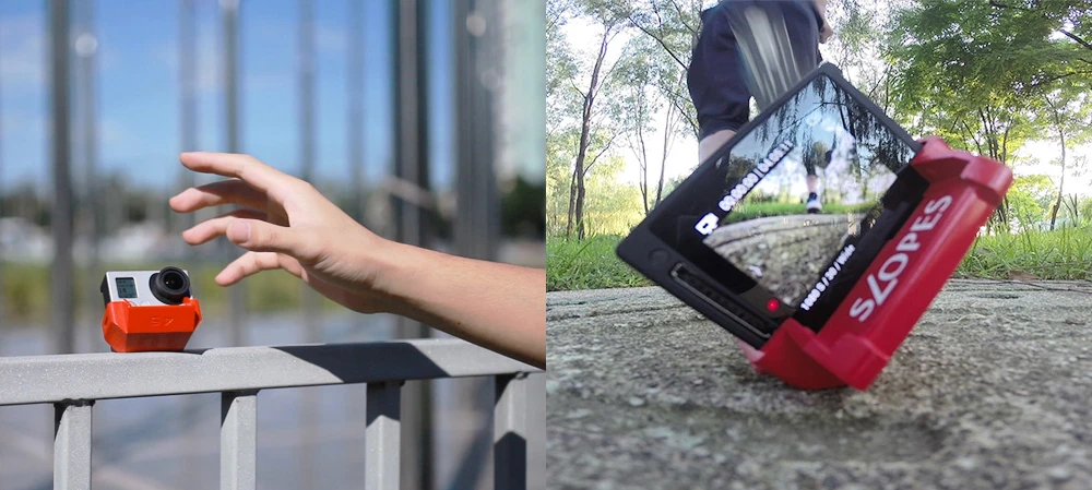 The Slopes GoPro stand allows easy shooting from low angles