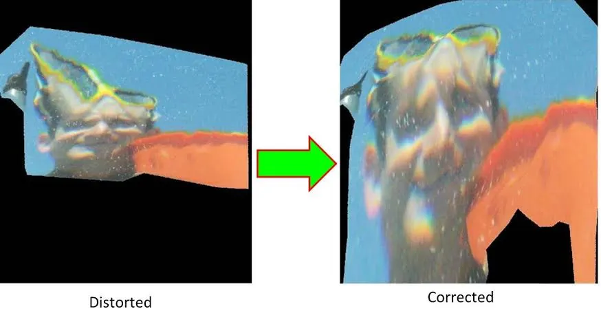 An image shot from beneath the water's surface, before and after processing by Stella Maris