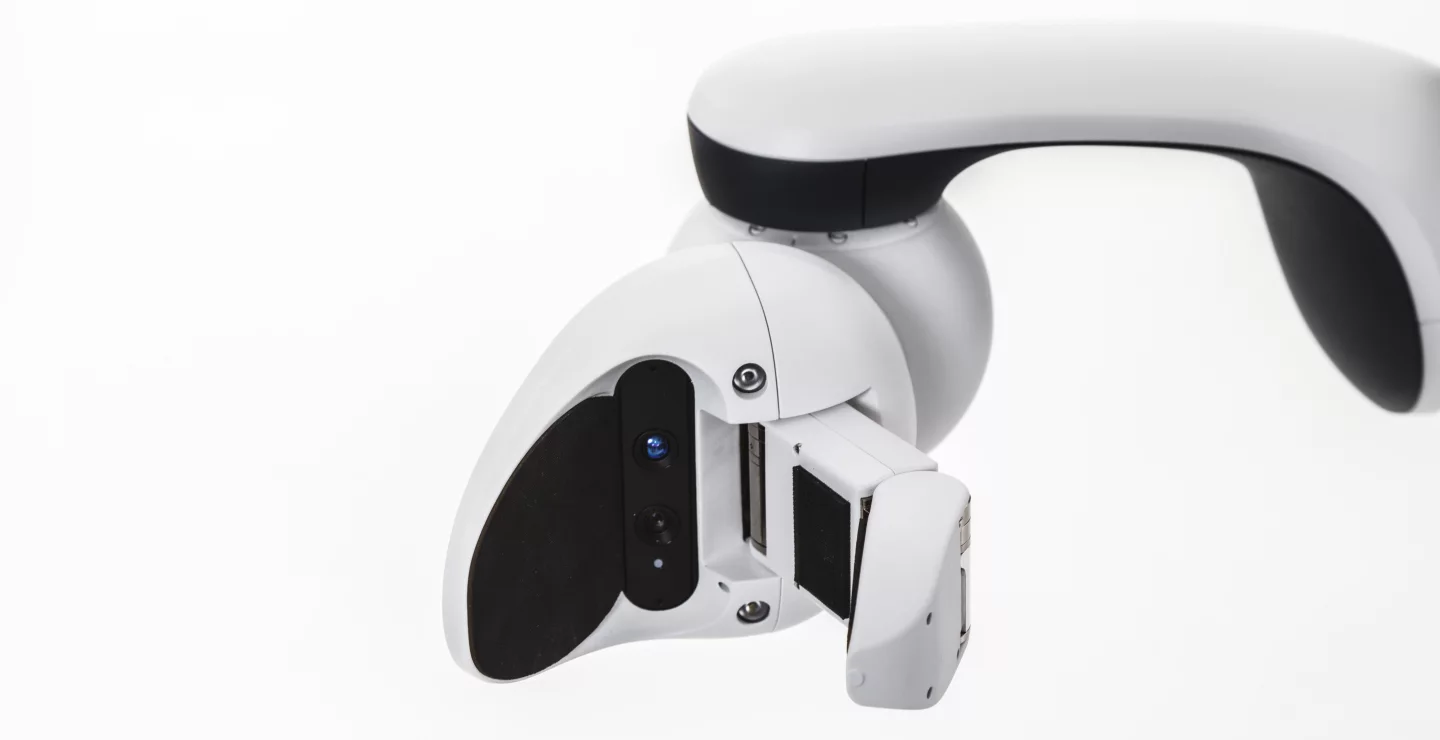 Two optional seven degrees-of-freedom arms include laser pointers and time-of-flight cameras