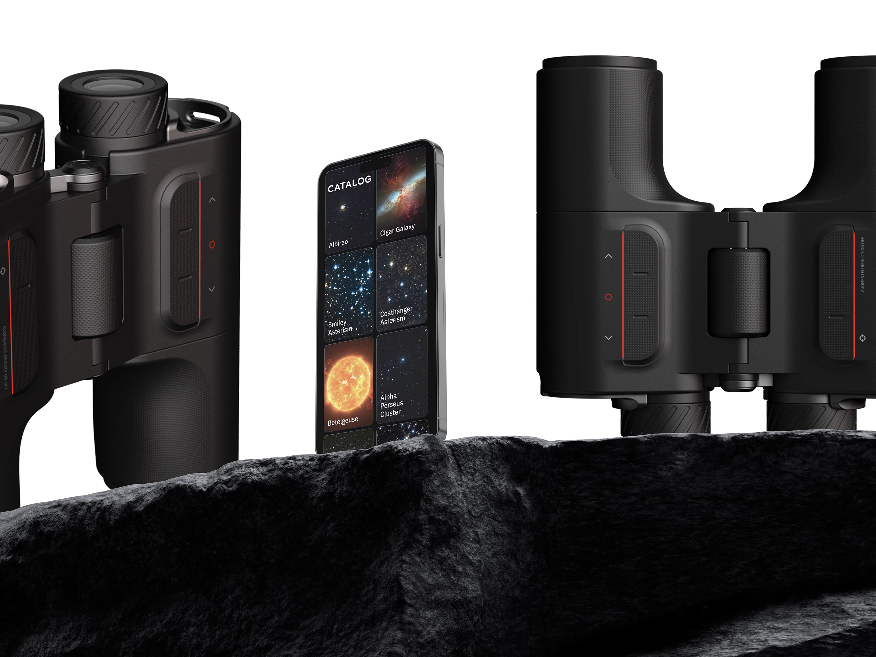 The Envision binoculars pair over Bluetooth with a smartphone running a companion mobile app