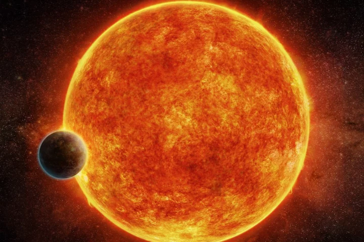 Artists impression of LHS 1140b orbiting its star