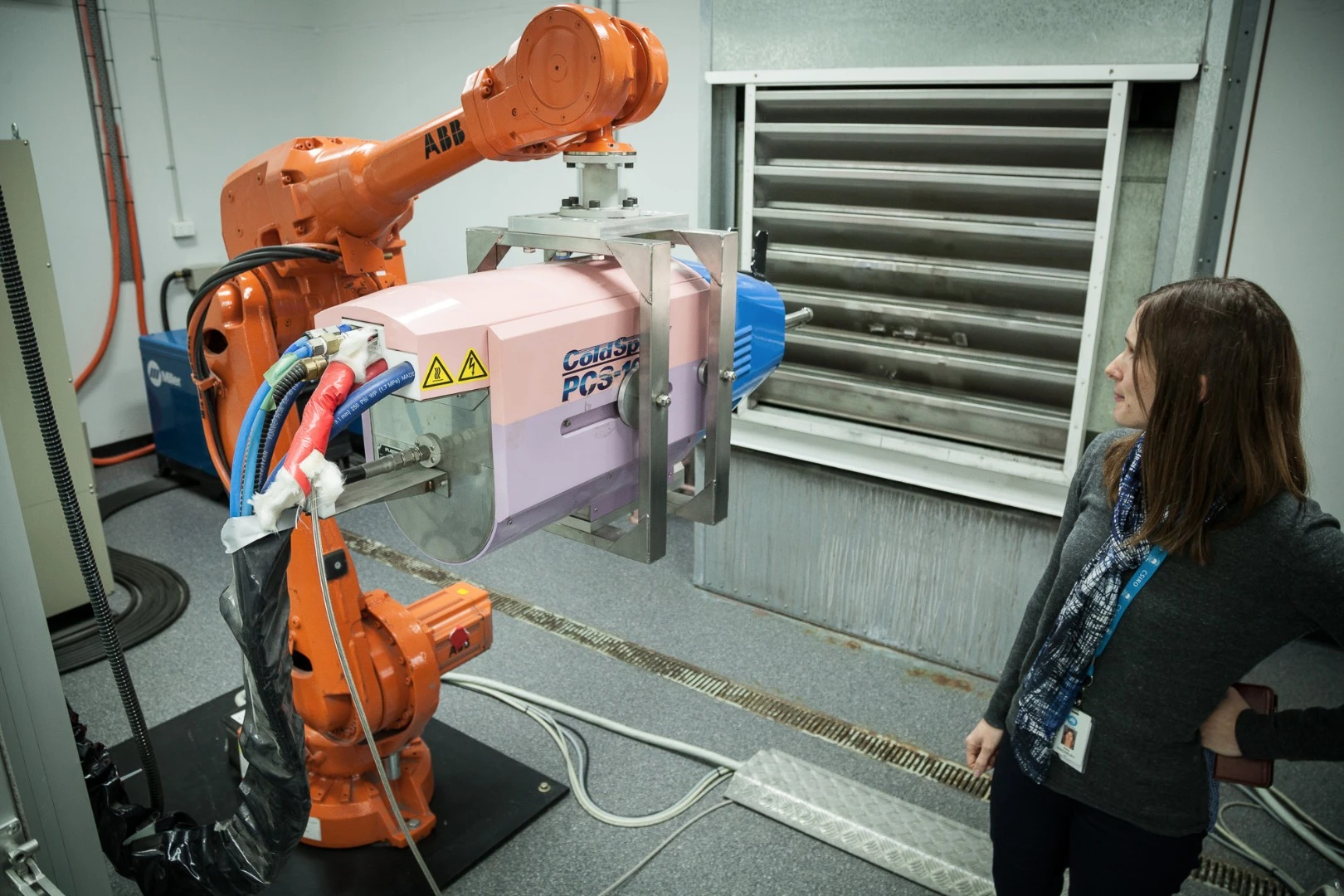 Lab 22's Cold Spray Plasma Giken machine, mounted on a robot arm