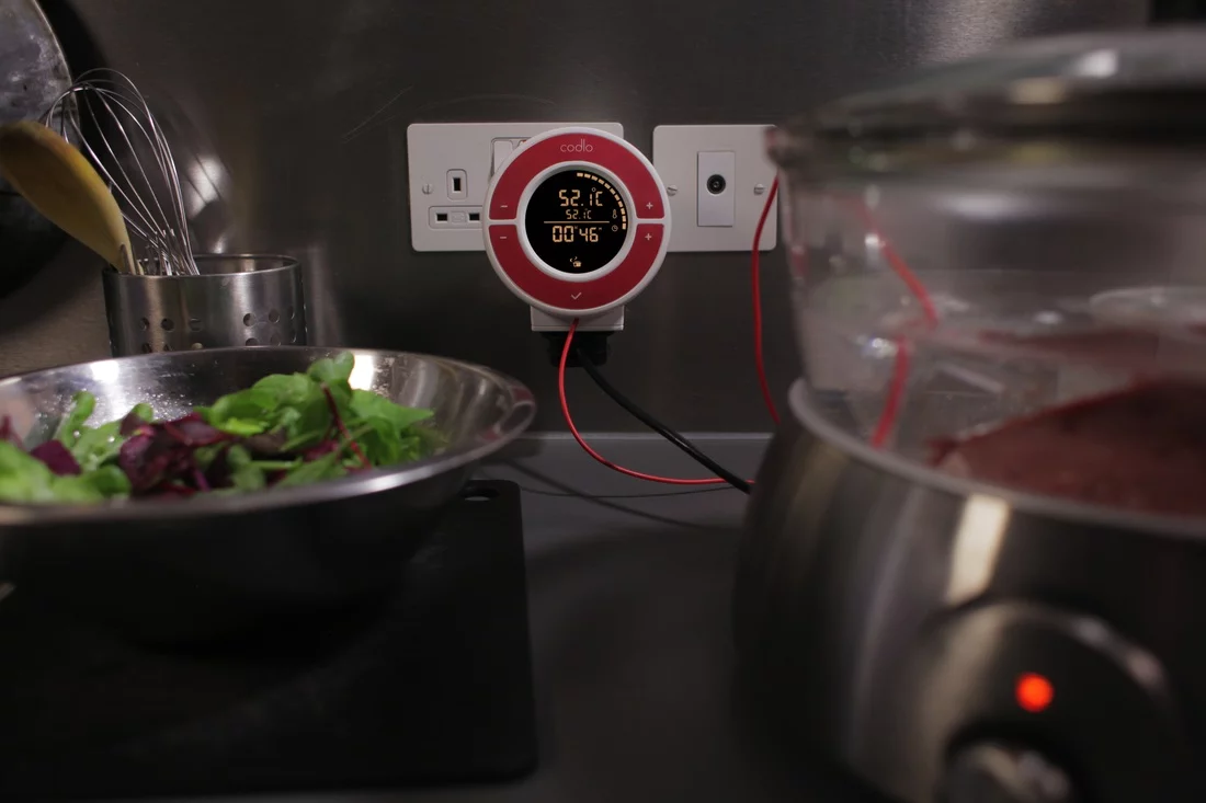 The Codlo is a kitchen device that allows you to use your existing slow cooker or rice cooker to prepare sous-vide cuisine