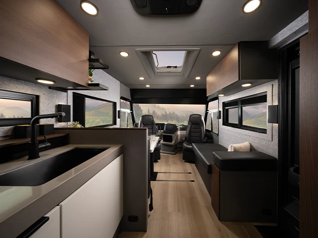 Inside the Entegra Embark range-extended electric motorhome