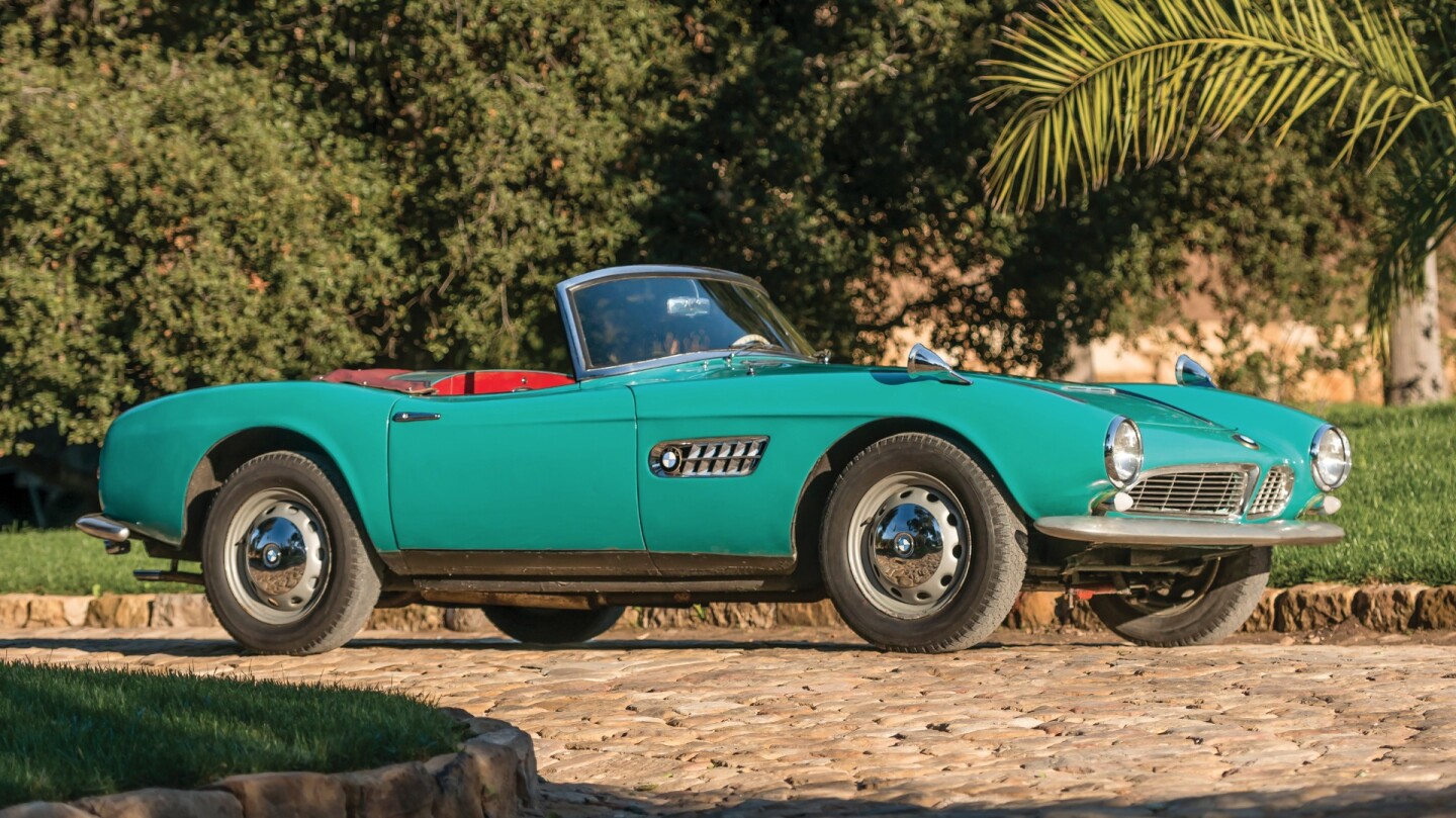 The auction description summarises the 507 roadster: One of BMW's most celebrated vehicles, the 507 has remained an icon of design and Bavarian craftsmanship for 60 years. Conceived by the legendary American sports car dealer Max Hoffman, the 507 was intended to be the manufacturer's halo car, bringing a company then known for mundane sedans and microcars into competition with the likes of Porsche and Mercedes-Benz. Estimated to sell for between €1,700,000 and €2,000,000, the 507 attracted a high bid of€1,375,000 and failed to meet reserve. Auction Link