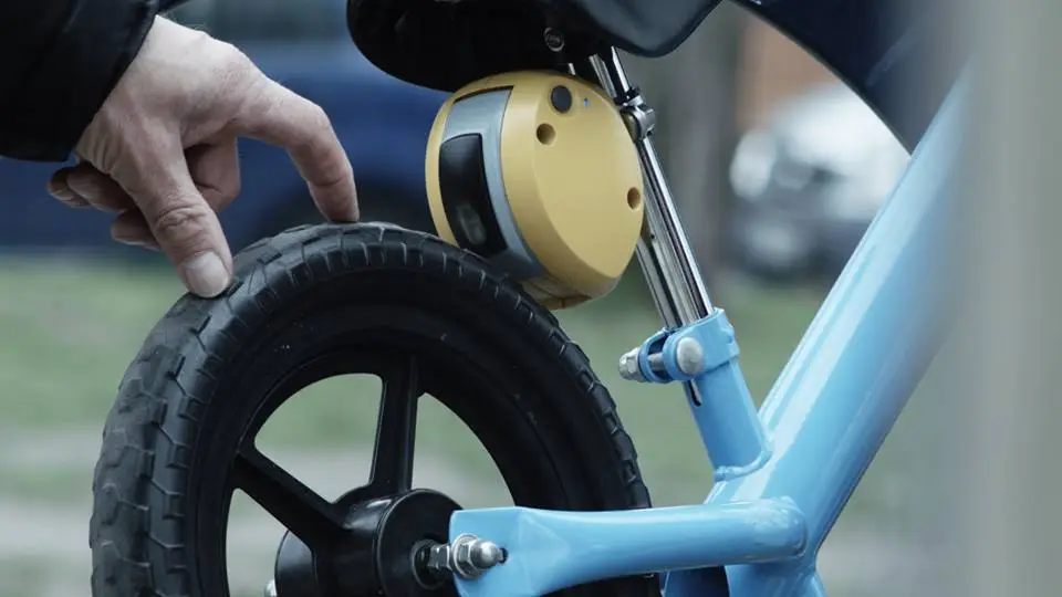 The MiniBrake enables parents to bring their child's bike to a halt within a range of 50 meters (164 ft)