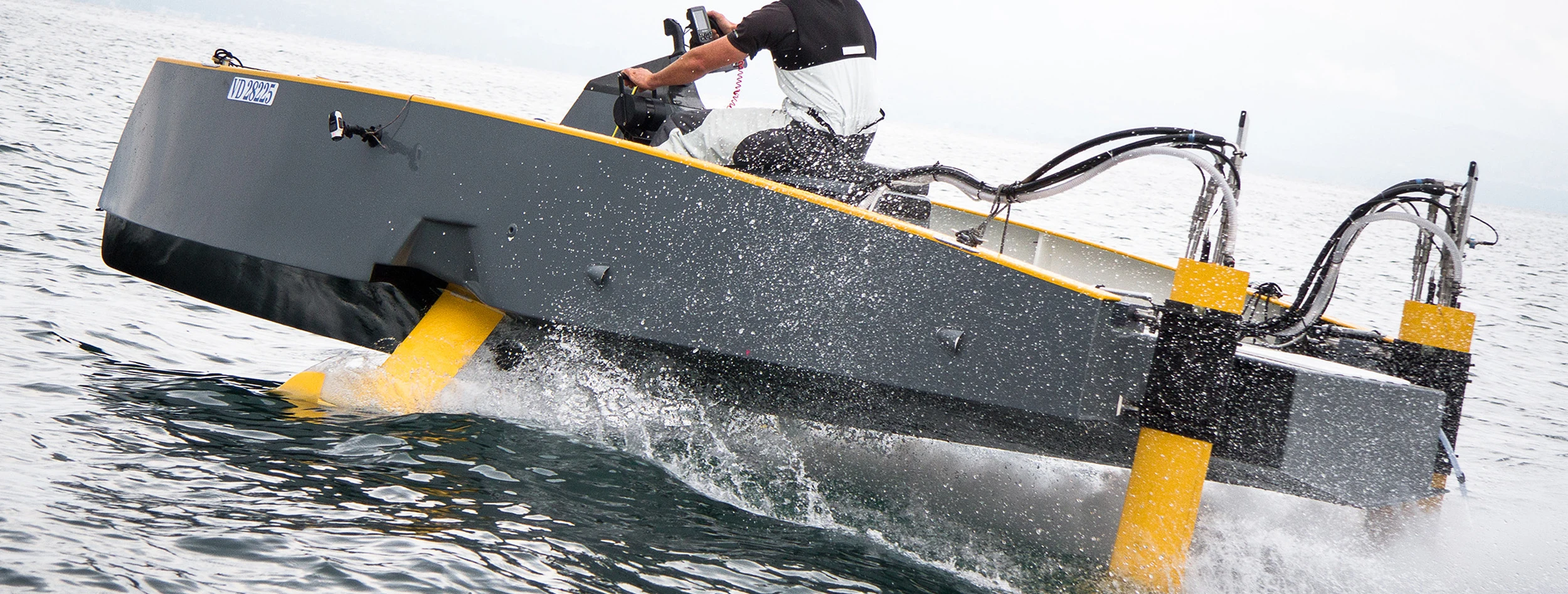 The HY-X prototype hits the water