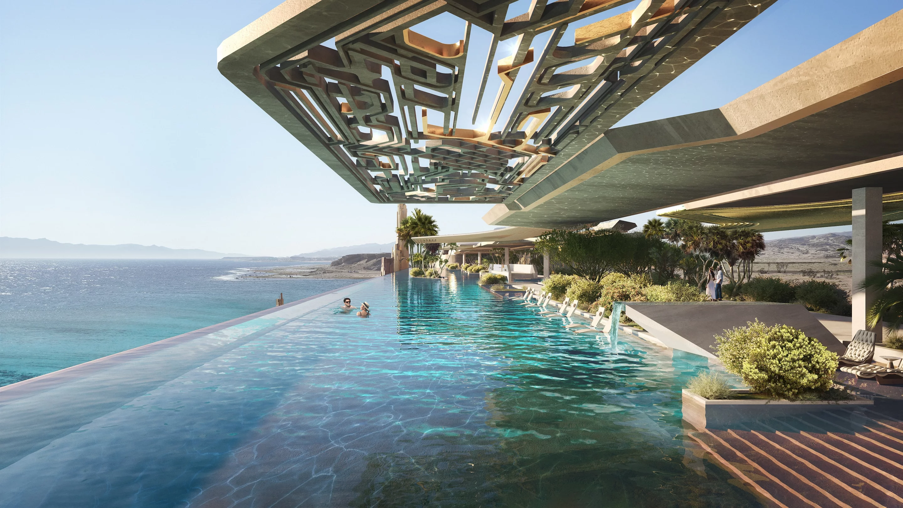Treyam's massive infinity pool will include seating areas, shading and greenery