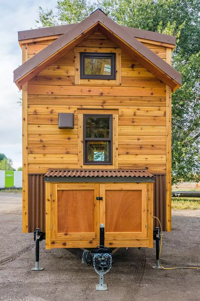 Davis's 22 ft Off-Grid Tiny Home gets power from a solar panel setup hooked up to a battery array