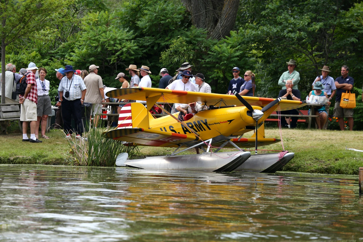 Scaled down replica of an early pontoon air racer was one of the more unique finds at the Seaplane base (Photo: Angus MacKenzie/Gizmag.com)