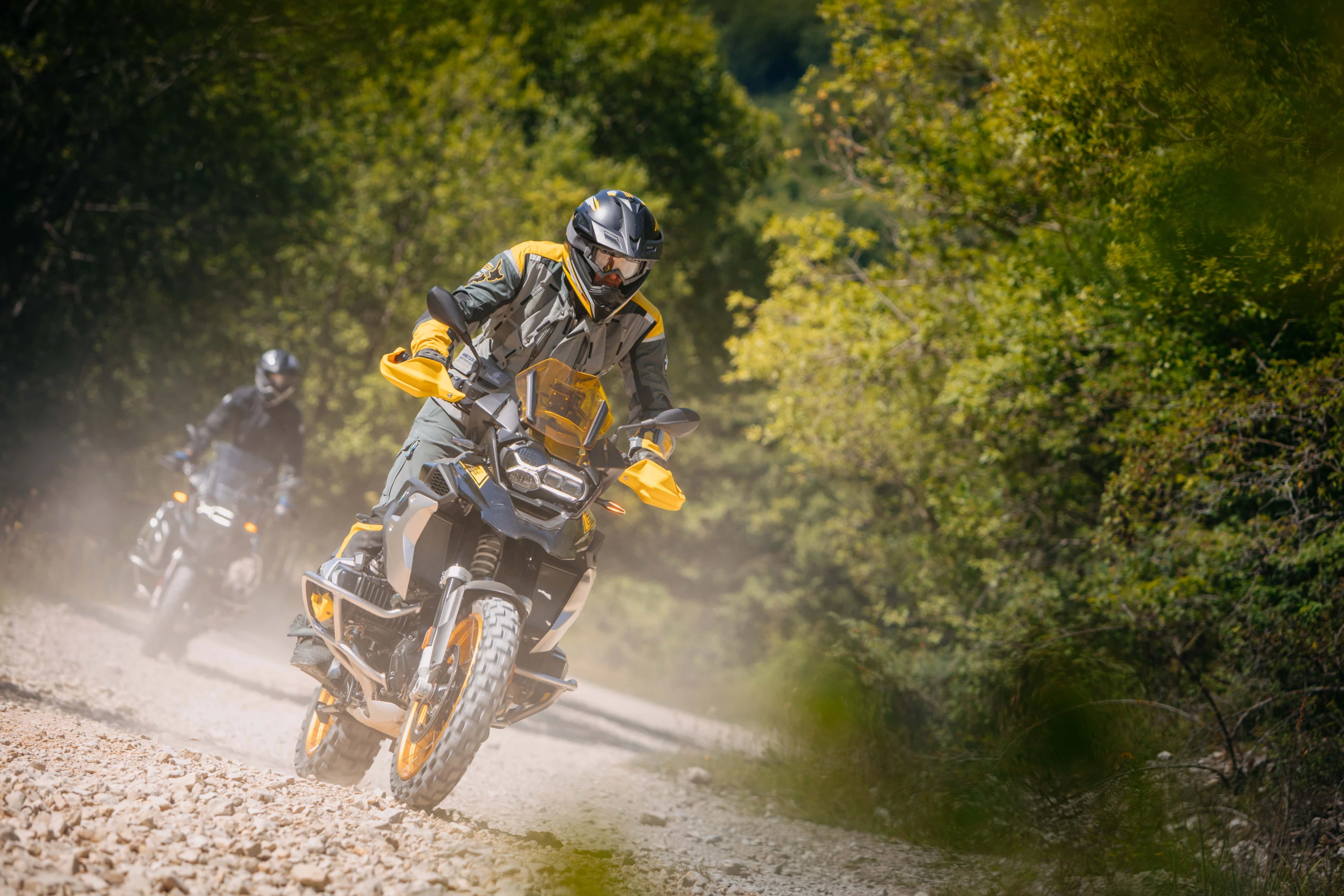 New paint schemes for the R1250GS offer bright yellow "hey, I'm over here, can you drag me out of these bushes" accents