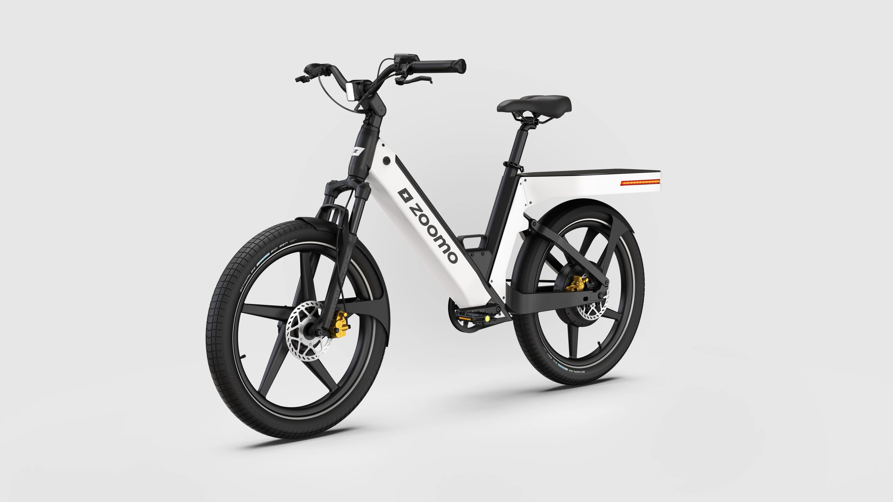 The Zoomo One can haul up to 128 lb of cargo, with flexible mounting options included for delivery boxes and so on