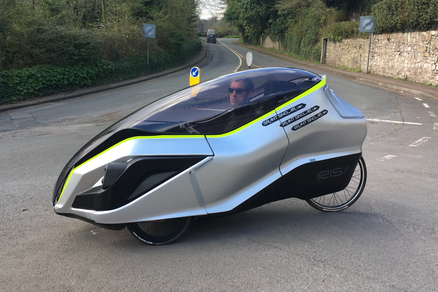 Grant Sinclair in the existing fully functional Iris eTrike prototype