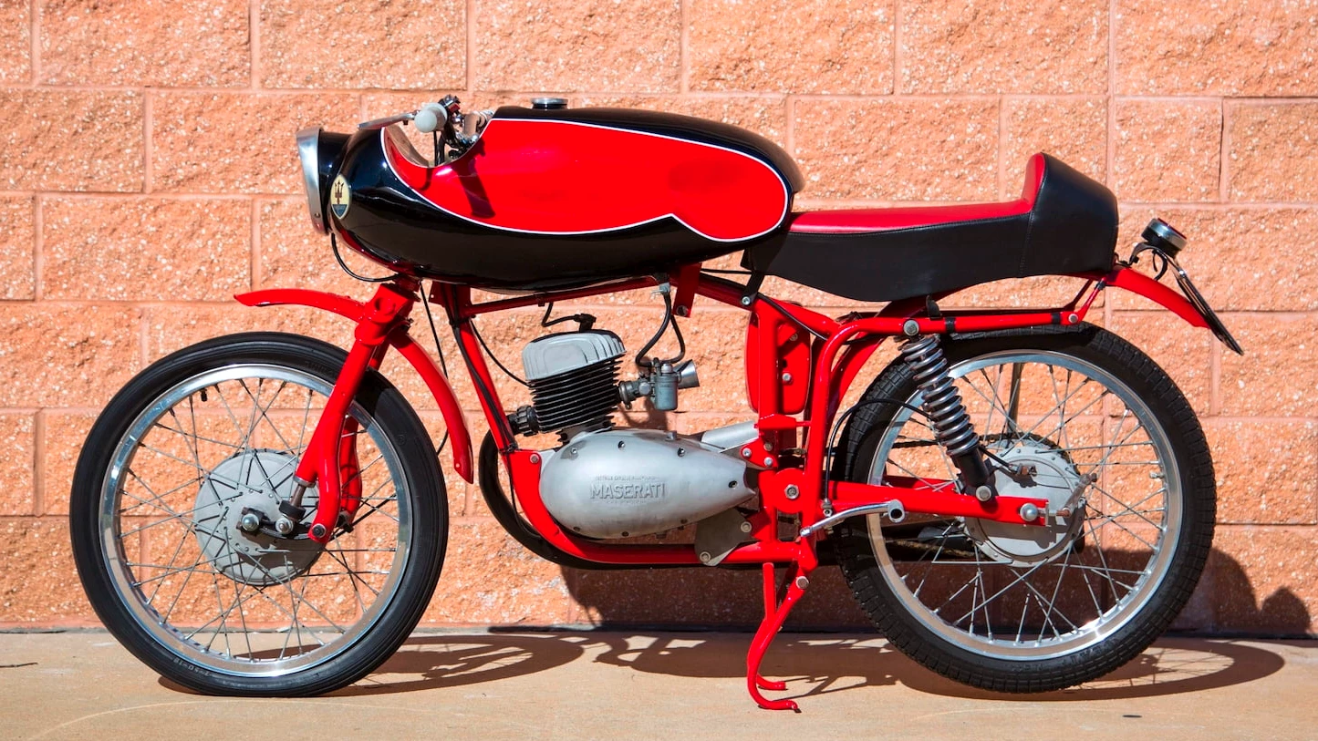 It's a 64-year-old 125 cc two-stroke, but there's magic in that name. This 1953 Maserati 125 GT Racer sold for $23,100