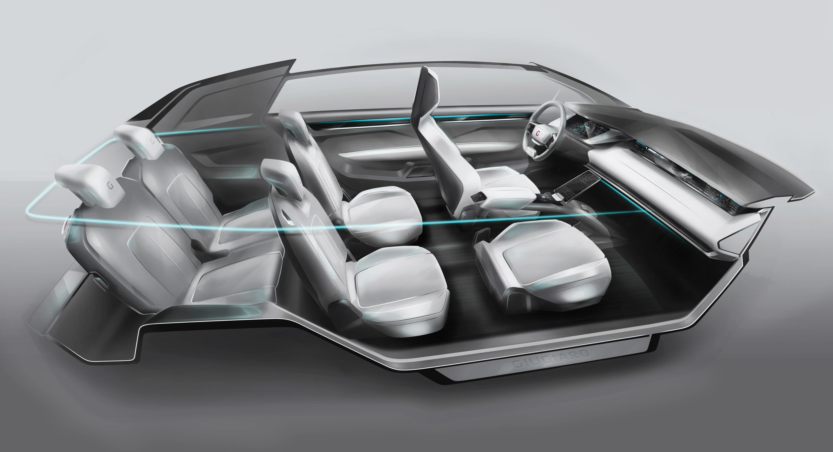 The Italdesign Giugiaro Clipper seating arrangement