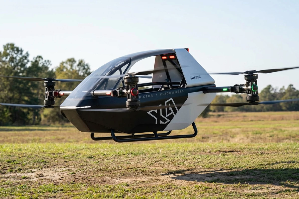 The Rictor X4 performing a hover test