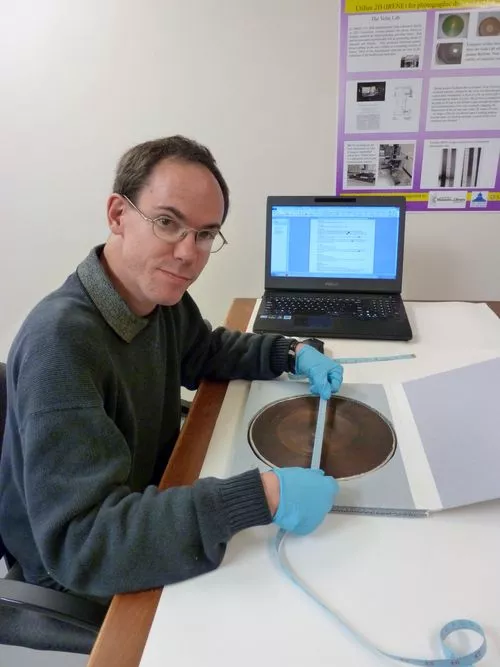 Patrick Feaster at work on the recordings (Photo: Carlene Stephens/National Museum of American History)
