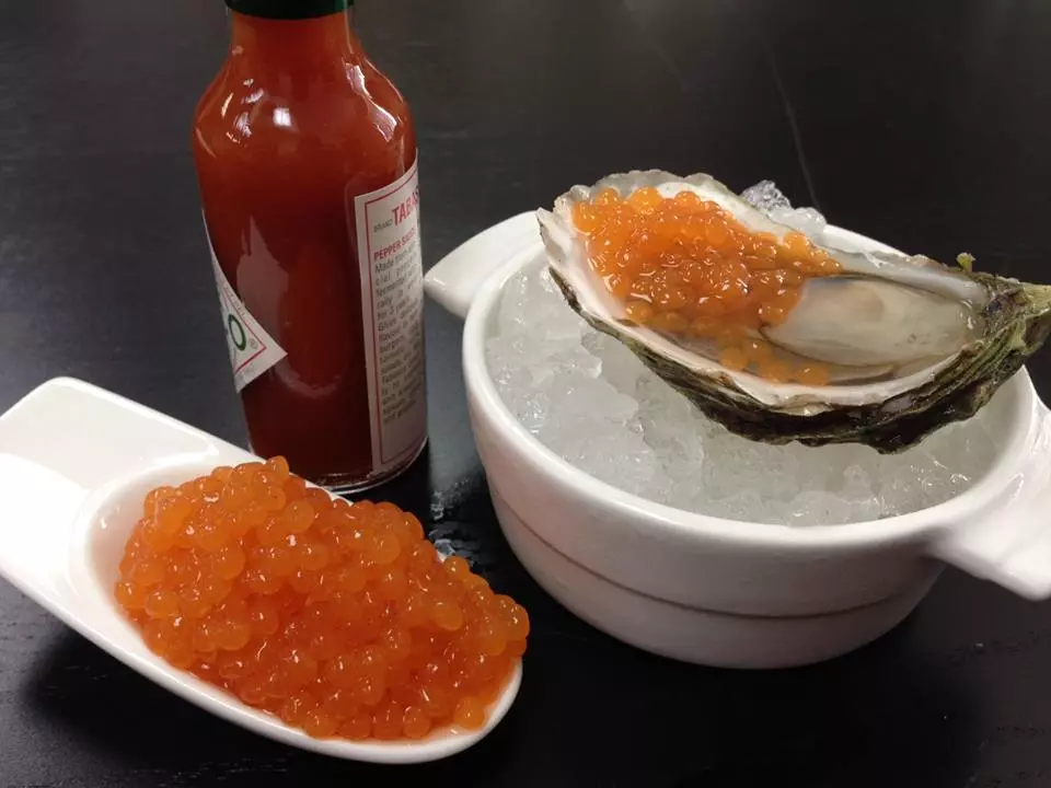 Tabasco pearls made with the Spherificator