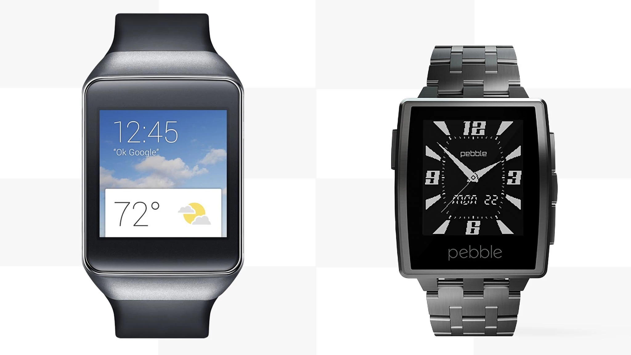 Gizmag compares the features and specs of the Android Wear-running Samsung Gear Live with the elegant Pebble Steel