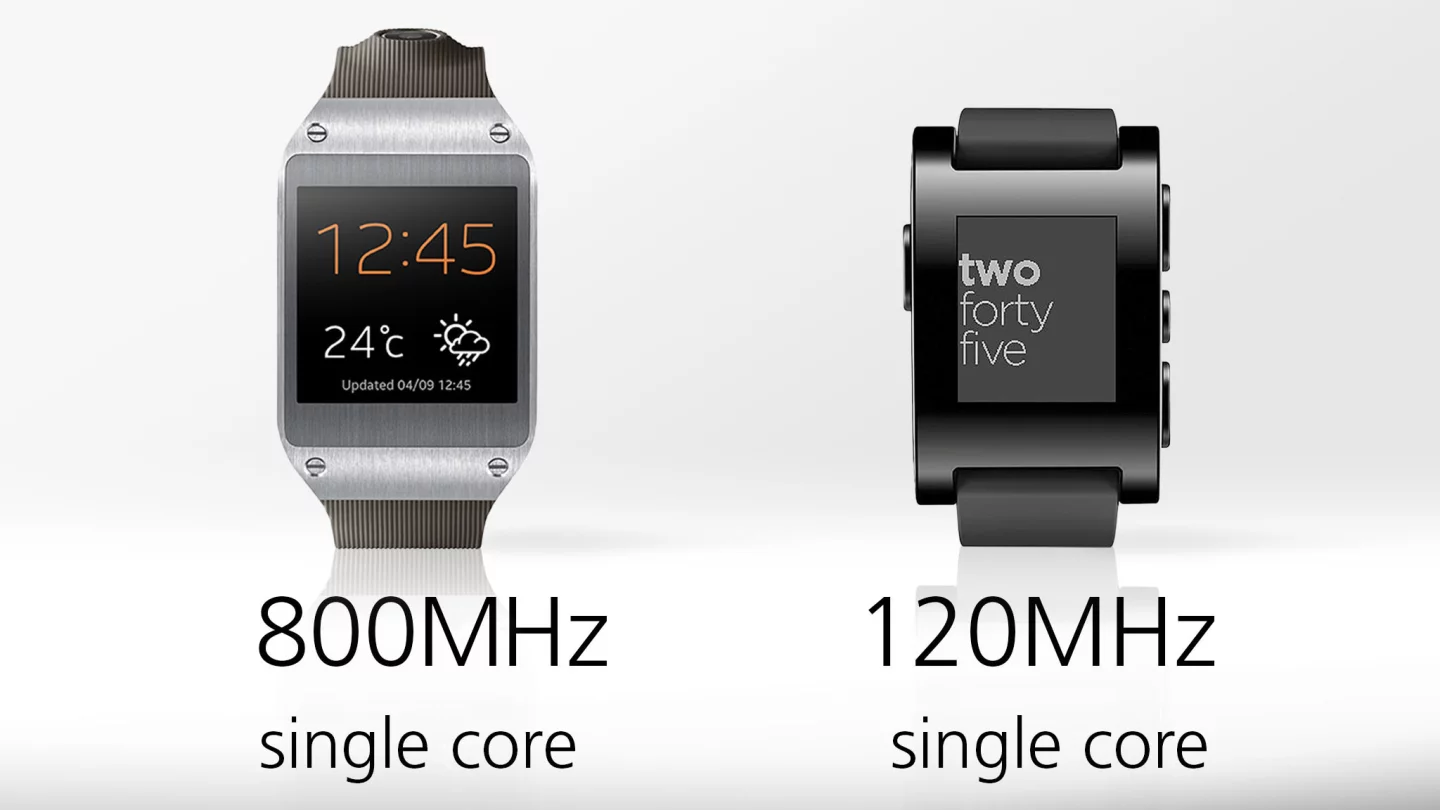 The Gear's processor is faster, but most processing happens on your phone