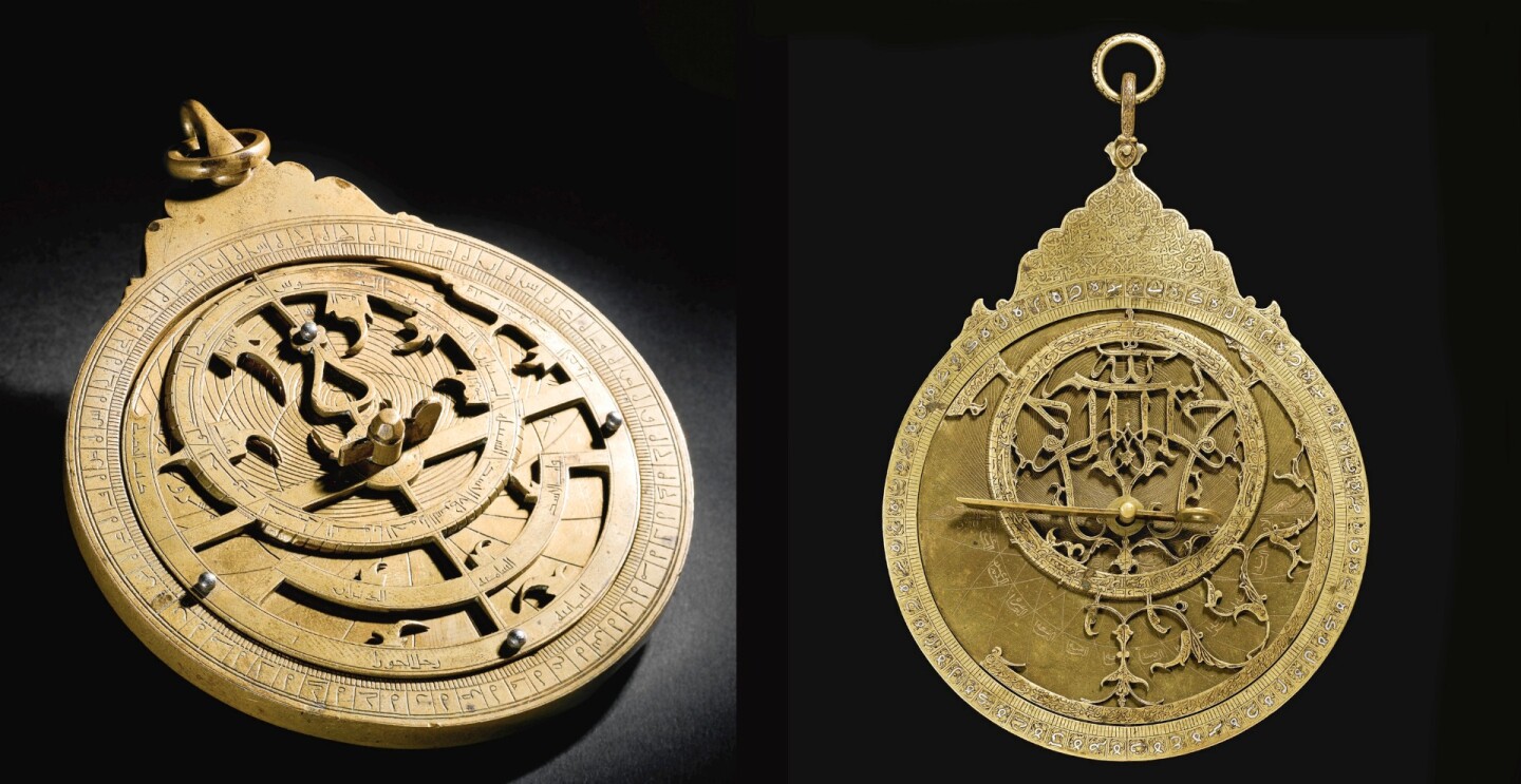 The world's most expensive astrolabes sold for similar amounts to Napoleon's epic 'Description De L'Egypte'. The most expensive astrolabe ever sold (above left) was the royal brass astrolabe of the Ottoman Sultan Bayezid II (1447 – 1512 and ruled from 1481) which sold for $1,546,447 (£962,500) at a Sotheby's (London) auction in October, 2014. The astrolabe is dated 911 AH/1505-6 AD. The next most expensive (above right) is a Safavid silver-inlaid brass astrolabe made in the late 17th century in the capital of the Persian empire, Isfahan, by well-known instrument maker Muhammad Khalîl and decorated by Muhammad Bâqir. The astrolabe fetched $1,430,352 (£826,500) at a Sotheby's (London) auction in October, 2008.