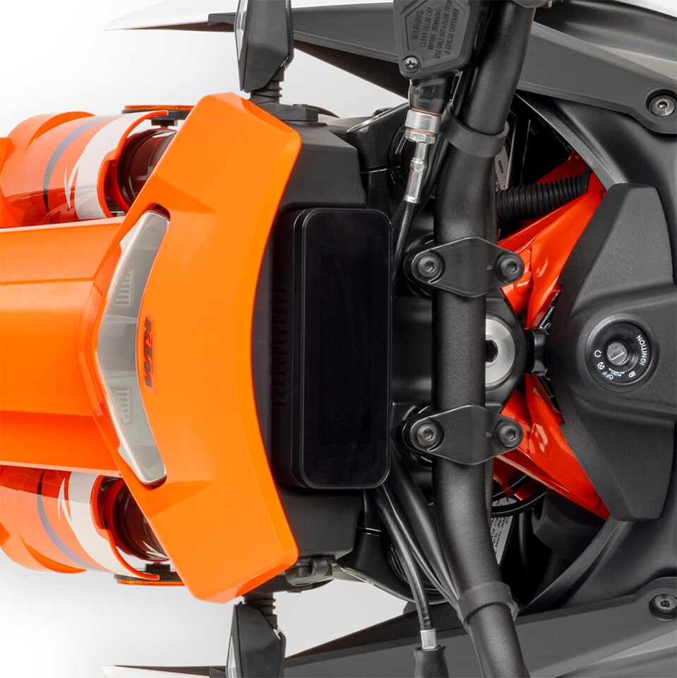 The 4.2-inch TFT dash offers phone connectivity, music and call control, and turn-by-turn navigation - all of which aren't common in the supermoto world