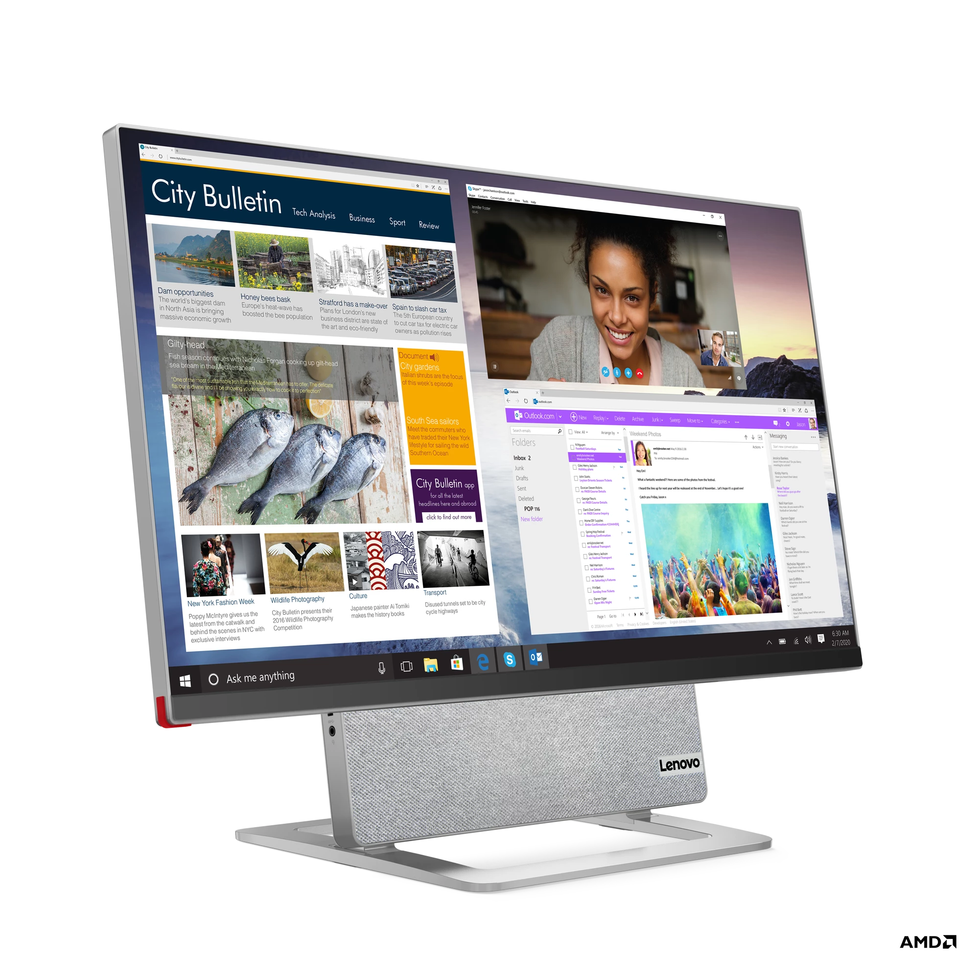 Landscape orientation allows multiple windows to be stacked up on the 27-inch 4K display