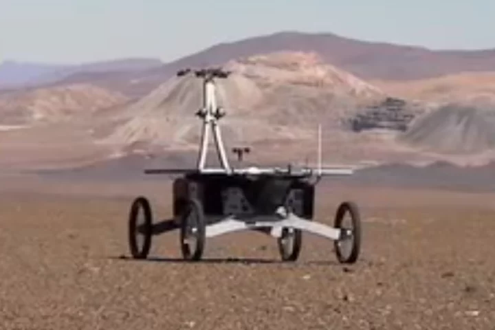 Robot Zoë in the Atacama Desert where it will test technologies and techniques to search for life on Mars