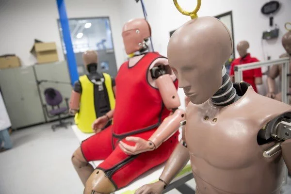 The obese dummy in red has a BMI of 35. According to the Centers for Disease Control and Prevention, a BMI that is 30 or higher falls in the obese range
