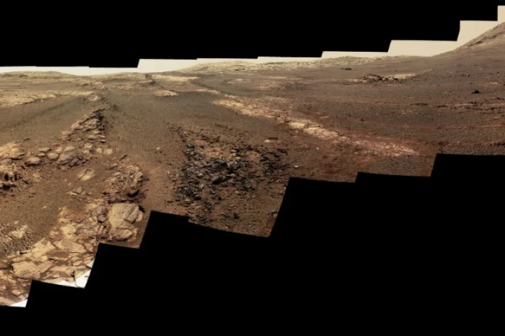 Among Opportunity's final data is a near-true color, 360-degree panorama of the area around what would become the rover's final resting place