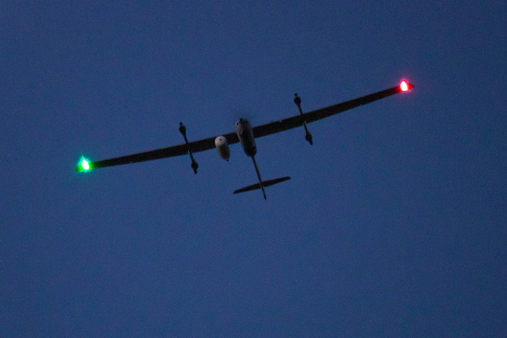 The Stalker XVE in the air on its world-record flight attempt