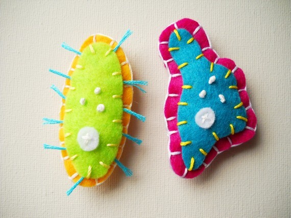 Sasha Wagner's stuffed microbe fridge magnets