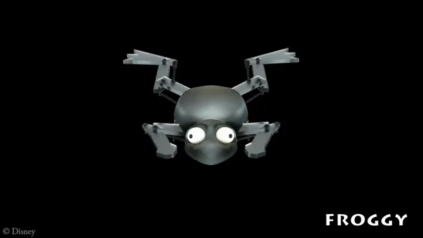 This frog character appears to swim using a mechanical assembly hidden inside its body (Photo: Disney Research)