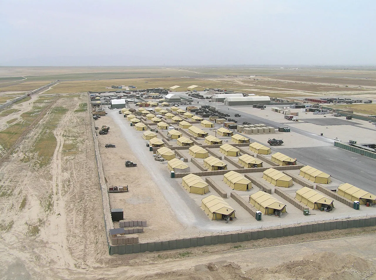 German Bundeswehr base Camp Marmal in Afghanistan, with walls constructed out of Hesco Bastion cells