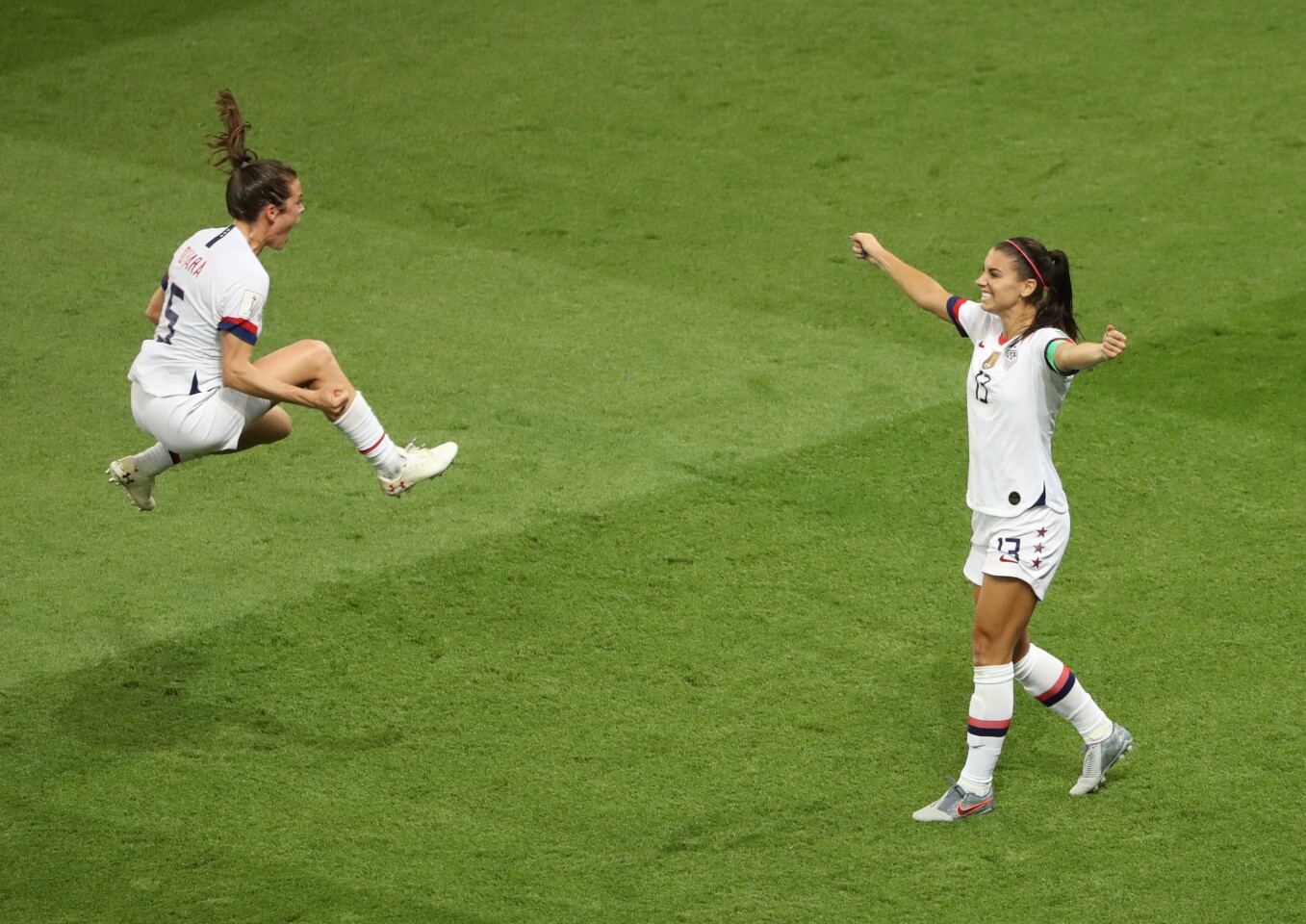 Gold, Celebration. The 2019 FIFA Women's World Cup France Quarter Final match between France and USA at Parc des Princes on June 28, 2019 in Paris, France